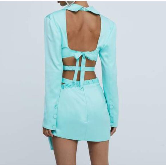 For Love And Lemons Marie Skirt Mint Green Satin Size Small - Picture 2 of 9